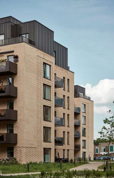 Co-op penthouse apartment blocks, clad in DS Nordic Click Seam in IrmaByen, IrmaByen - Krydderivej 12, 2610 Rødovre